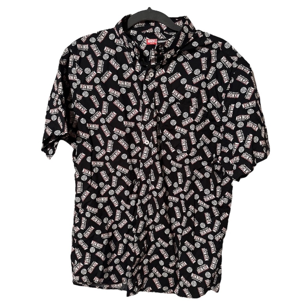 NWOT MARVEL COMICS MOVIES GRAHAM & CO SHORT SLEEVE BUTTON UP SHIRT IRON MAN❤️